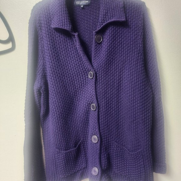Jones New York Signature Woman purple textured button up sweater 1X NWOT - Picture 1 of 7
